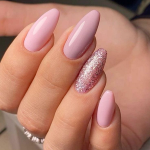 pink nails with glitter